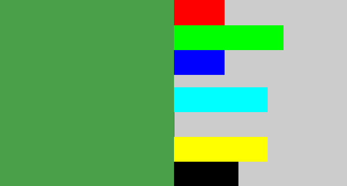 Hex color #49a049 - mid green
