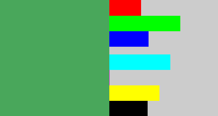 Hex color #49a75b - dark pastel green