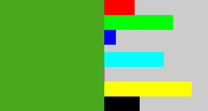 Hex color #49a81b - lawn green