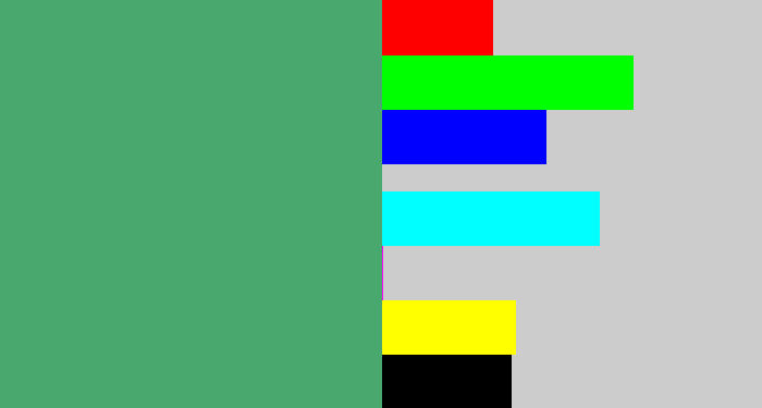 Hex color #49a86d - greenish