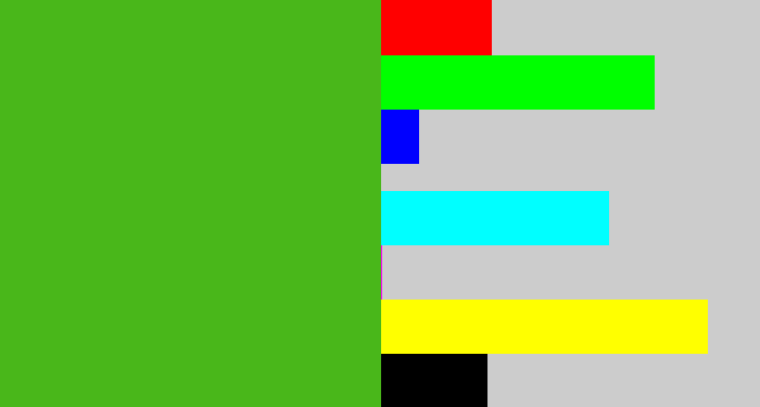 Hex color #49b71a - frog green