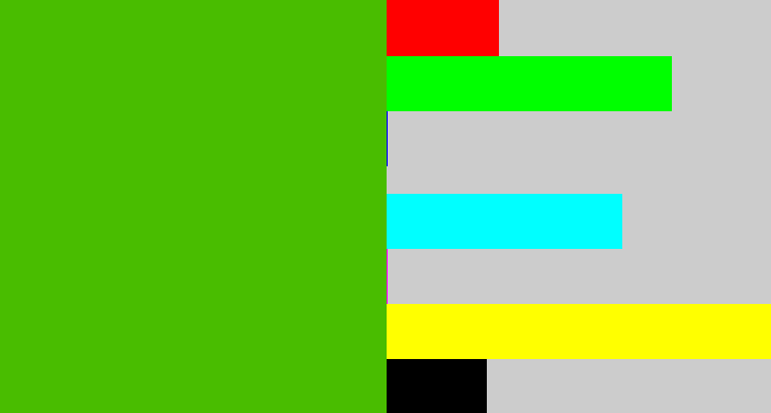 Hex color #49bd00 - frog green