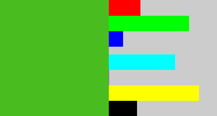 Hex color #49bd20 - frog green