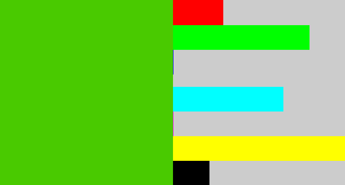 Hex color #49ca00 - frog green