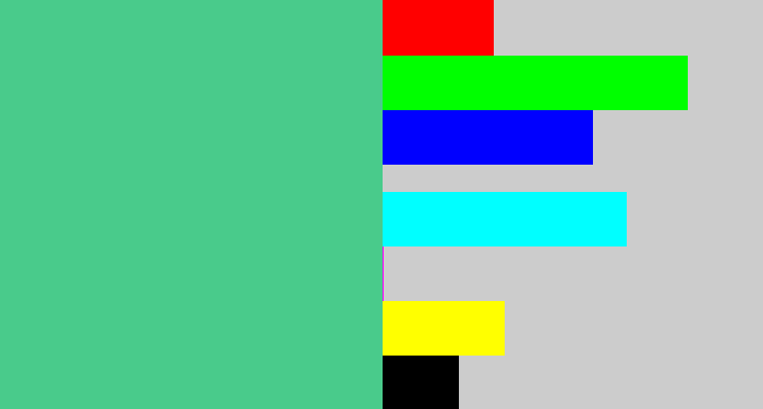 Hex color #49cb8b - greenish teal