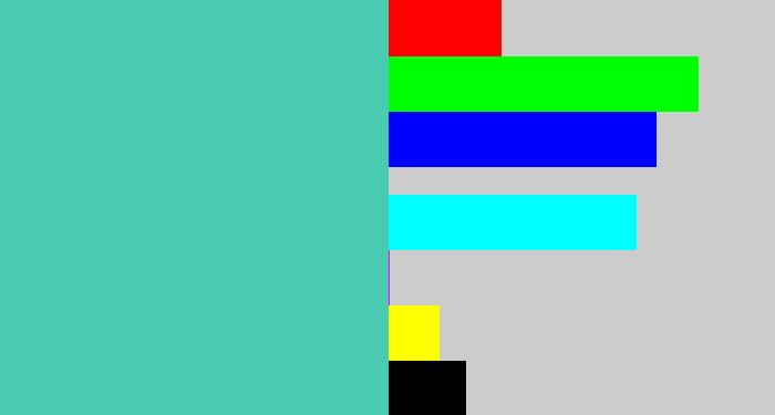 Hex color #49cbb1 - greeny blue