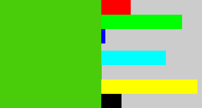 Hex color #49cd0a - frog green