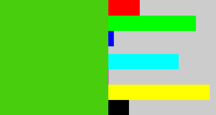 Hex color #49ce0d - frog green