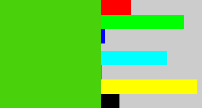 Hex color #49d10b - frog green