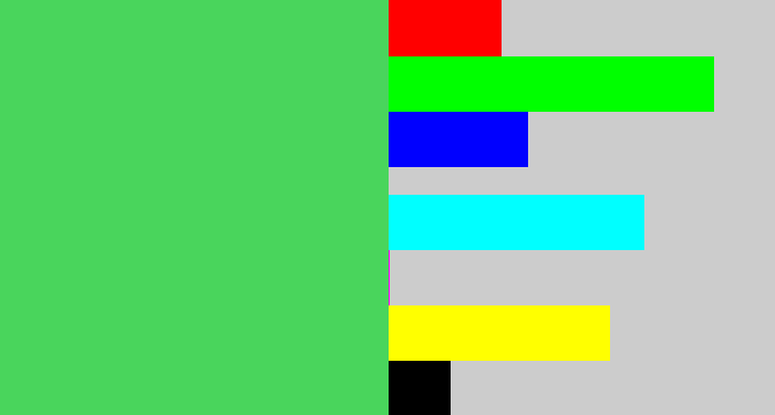 Hex color #49d55c - lightish green
