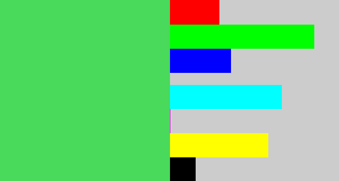 Hex color #49d95b - lightish green