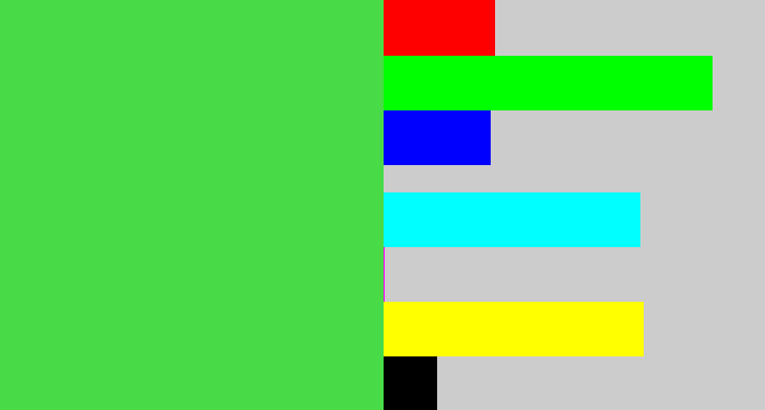 Hex color #49db47 - fresh green