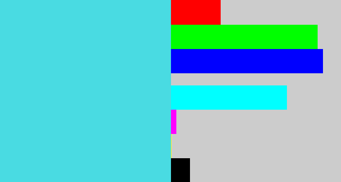 Hex color #49dbe2 - bright cyan