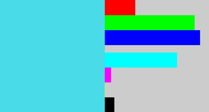 Hex color #49dbe8 - bright cyan