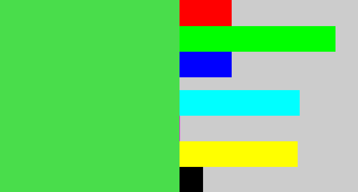 Hex color #49dd4b - lightish green