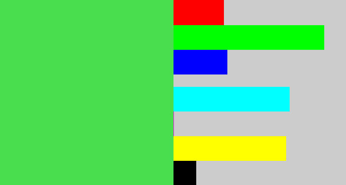 Hex color #49de4e - lightish green
