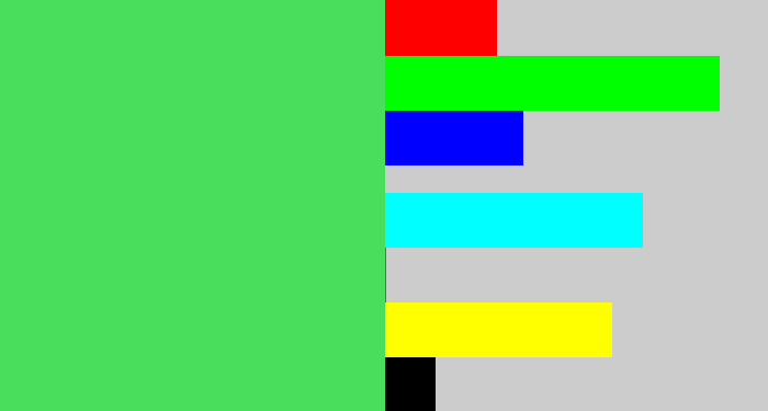 Hex color #49de5c - lightish green
