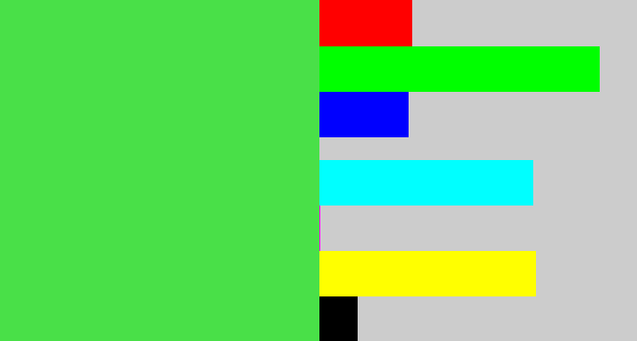 Hex color #49e048 - light neon green