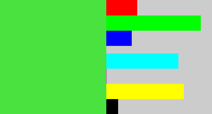 Hex color #49e23e - toxic green