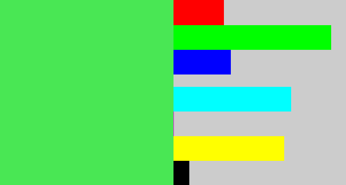 Hex color #49e754 - light neon green