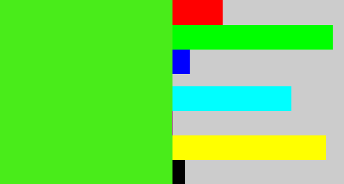 Hex color #49ec1a - poison green