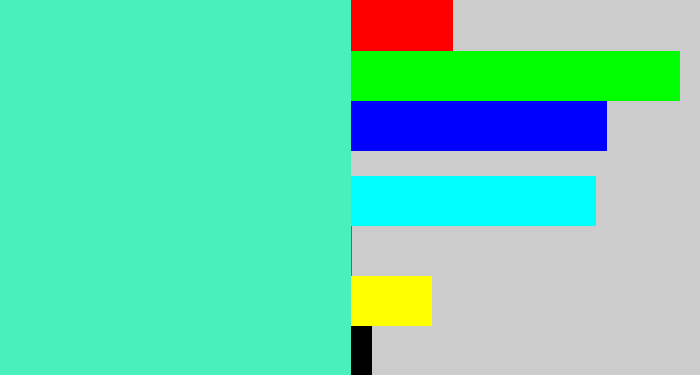 Hex color #49f0b9 - light greenish blue