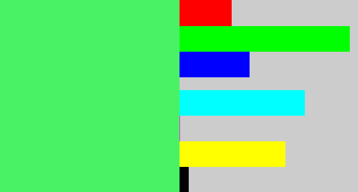 Hex color #49f264 - light bright green