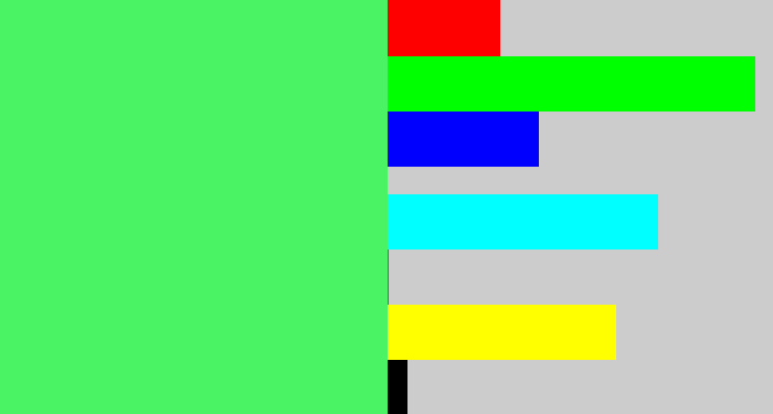 Hex color #49f363 - light bright green