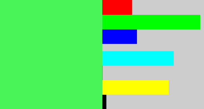 Hex color #49f456 - light neon green