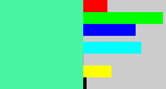Hex color #49f5a1 - sea green