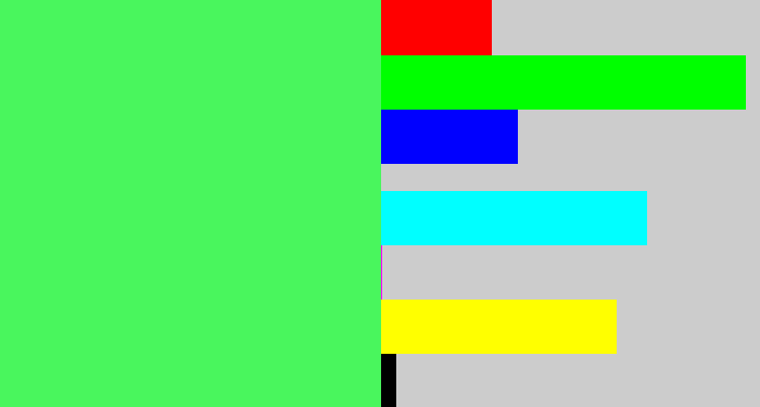 Hex color #49f65d - light neon green