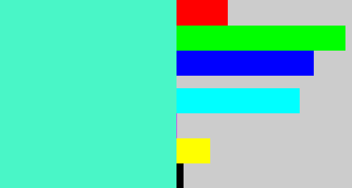 Hex color #49f6c7 - light greenish blue