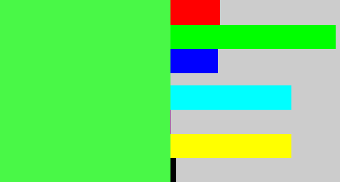 Hex color #49f847 - light neon green