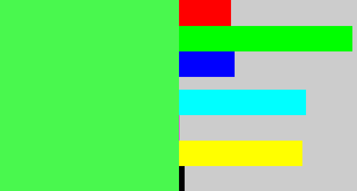 Hex color #49f84e - light neon green