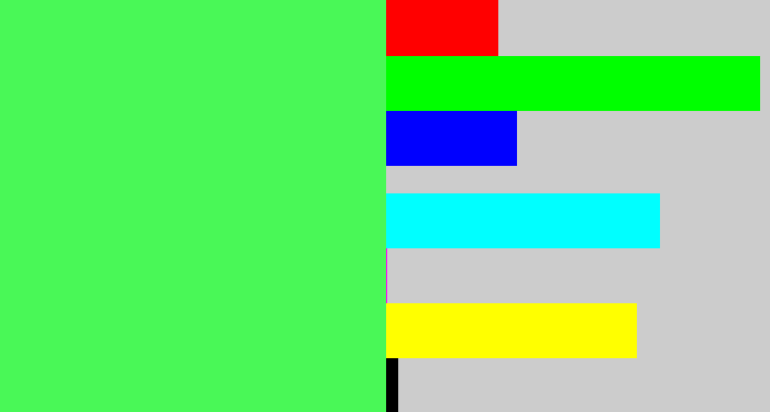 Hex color #49f857 - light neon green