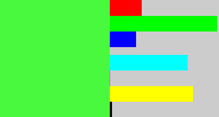 Hex color #49f93d - light neon green
