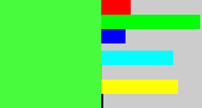 Hex color #49fb3d - light neon green