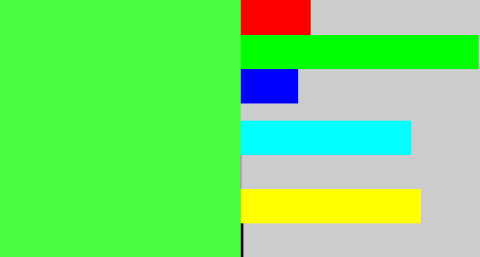 Hex color #49fd3e - light neon green