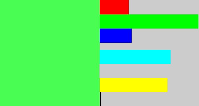 Hex color #49fd52 - light neon green