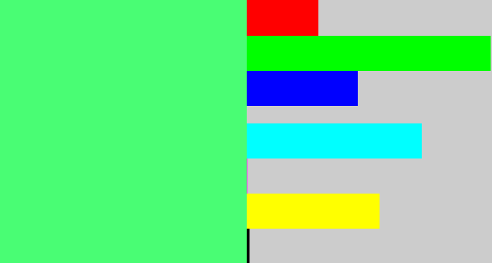 Hex color #49fd74 - light bright green