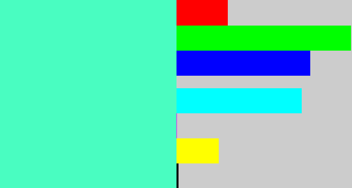 Hex color #49fdc1 - light greenish blue