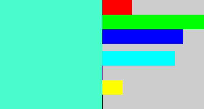 Hex color #49feca - light greenish blue