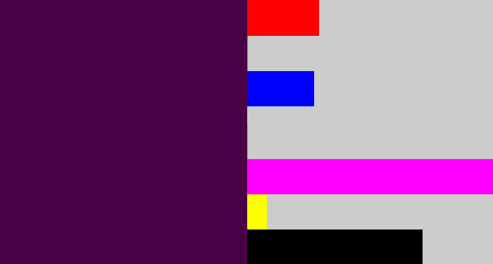 Hex color #4a0044 - deep violet