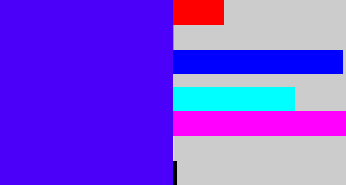 Hex color #4a00f9 - blue/purple