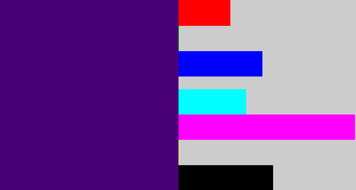 Hex color #4a0177 - royal purple