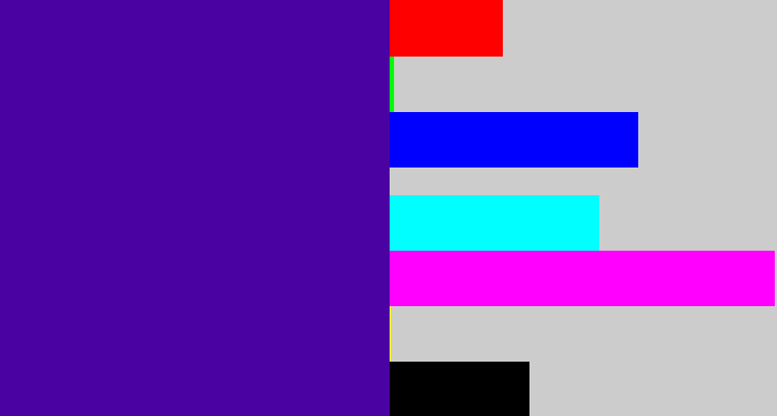 Hex color #4a02a2 - indigo blue