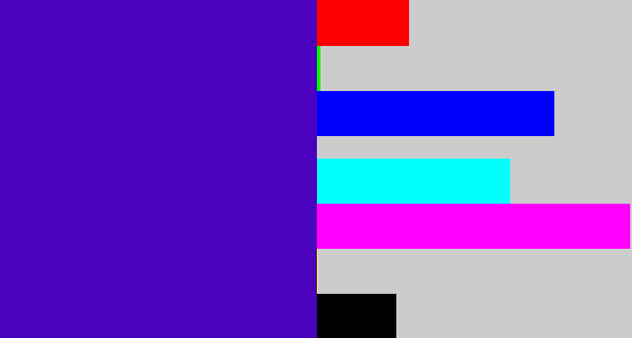 Hex color #4a02be - violet blue