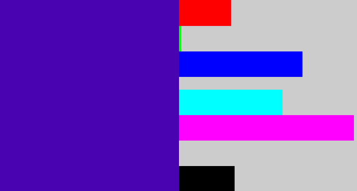 Hex color #4a03b0 - indigo blue