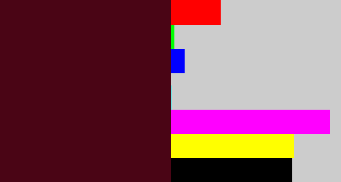 Hex color #4a0515 - dark maroon