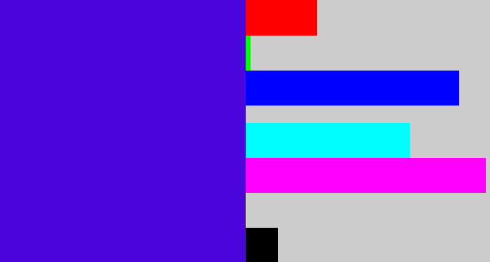 Hex color #4a05dd - violet blue